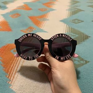 Sunglasses with writing